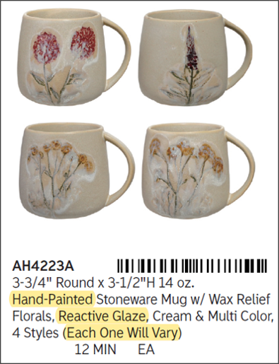 Example of natural variation in a handmade or natural-material product