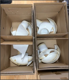 Example of a photo showing multiple damaged pieces of the same SKU
